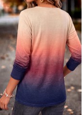 Multi Color Ombre Shirred Long Sleeve T Shirt | thumb picture 