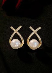Gold Cross Pearl Earrings for Women Elegant | thumb picture 