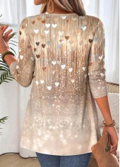 Light Coffee Ombre Long Sleeve Fake Two Piece Twinset 2