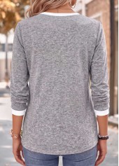 Light Grey Marl Fake 2in1 Long Sleeve T Shirt 2