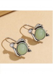 Green Color Oval Polyresin Material Earring 2