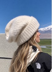 Beige Color Stretch Detail Knit Beanie 2