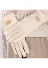 Beige Wrist Windproof Full Finger Gloves