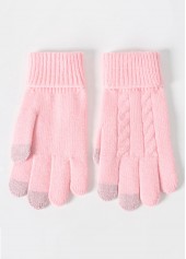 Pink Wrist Warming Full Finger Gloves 2