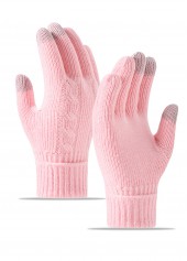 Pink Wrist Warming Full Finger Gloves
