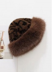 Dark Coffee Leopard Print Polyester Hat 2