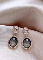 Dusty Blue Oval Design Alloy Earring | thumb picture 