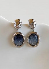 Dusty Blue Oval Design Alloy Earring | thumb picture 