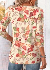 Green Tummy Coverage Leaf Print T Shirt 2