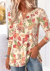 Green Tummy Coverage Leaf Print T Shirt 3