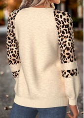 Christmas Beige Patchwork Long Sleeve Round Neck Sweatshirt 2