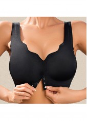 Black V Neck Nylon Spandex Wire Free Bra