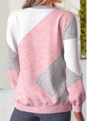 Multi Color Geometric Print Tummy Coverage Long Sleeve Sweatshirt 2
