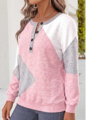 Multi Color Geometric Print Tummy Coverage Long Sleeve Sweatshirt 3