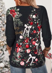 Christmas Black Beaded Long Sleeve Round Neck T Shirt 2
