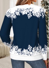 Navy Snowman Print Tummy Coverage Long Sleeve Sweatshirt 2
