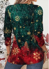 Christmas Multi Color Tuck Stitch Long Sleeve T Shirt 2