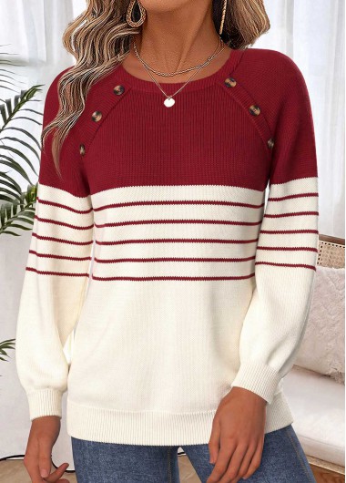 women clothes image of Multi Color Geometric Print Tummy Coverage Long Sleeve Sweater