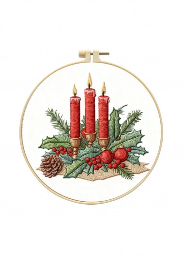 women clothes image of Berry Glow Candle Embroidery Kit Christmas Ornament