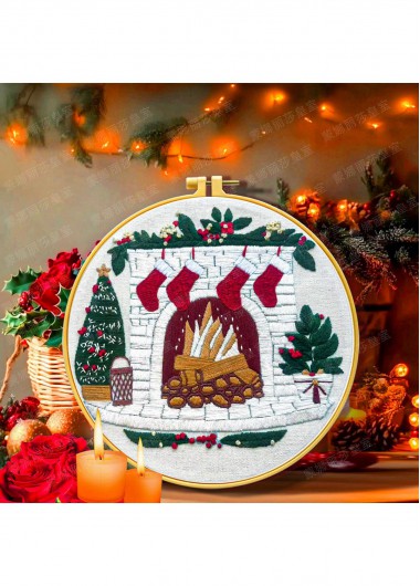 women clothes image of Hearthside Glow Fireplace Embroidery Kit Christmas Ornament