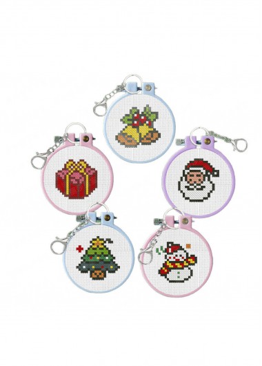 women clothes image of Festive Five Christmas Keychains Cross Stitch Kit