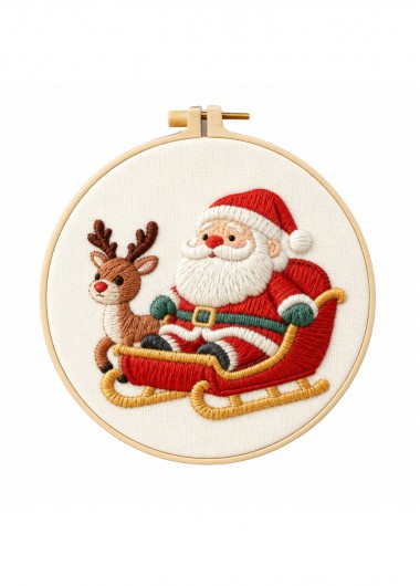 women clothes image of Woodland Sleigh Santa and Reindeer Embroidery Kit