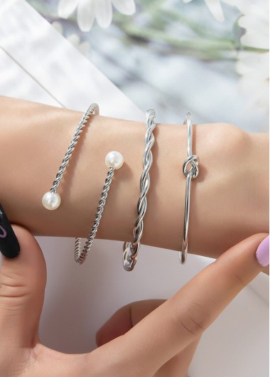 women clothes image of Silvery White Round Alloy Detail Bracelets