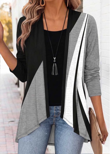 women clothes image of Black Geometric Print Short Sleeve Fake Two Piece Twinset