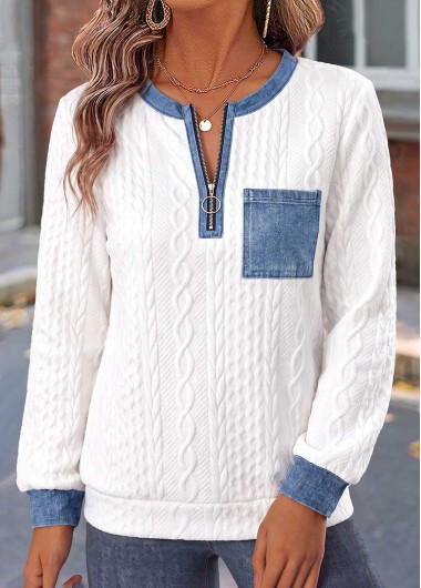 women clothes image of Raw White Tummy Coverage Long Sleeve Sweatshirt