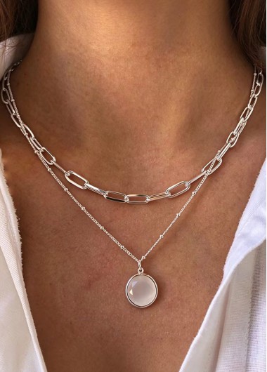 women clothes image of Silvery White Color Round Alloy Necklace