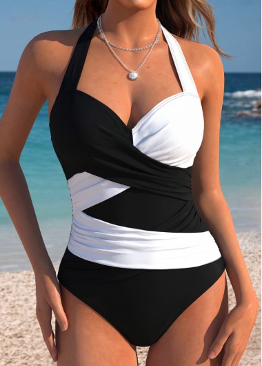 women clothes image of V Neck Black Bowknot One Piece Swimwear