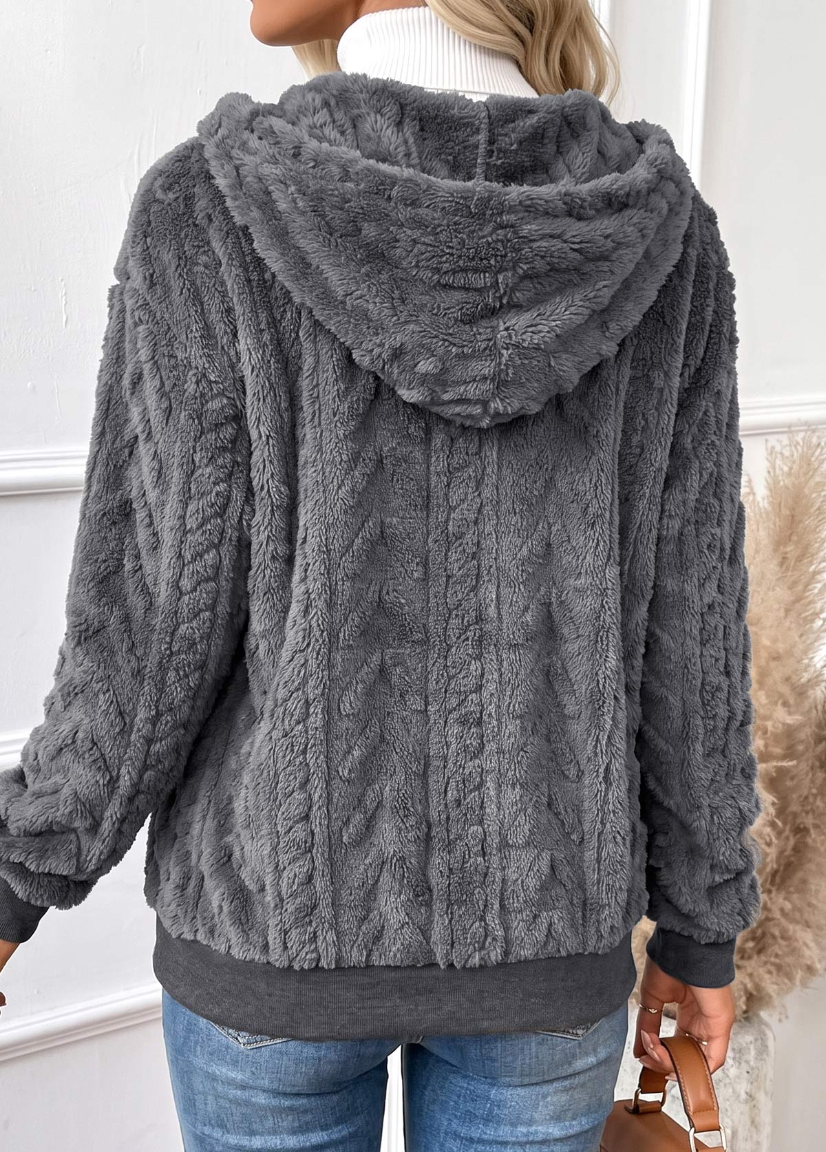 Dark Grey Tummy Coverage Long Sleeve Hooded Coat 2