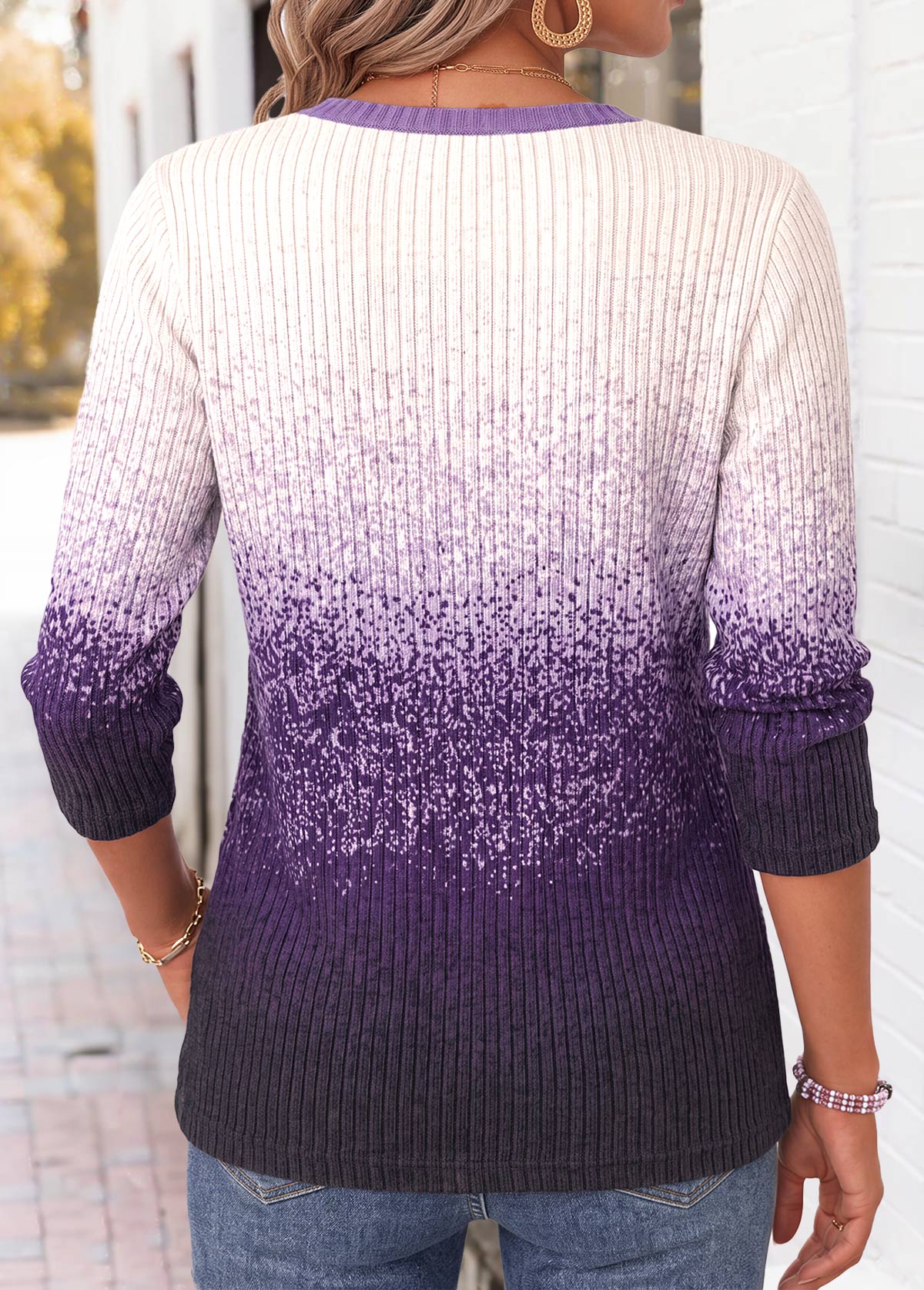Purple Ombre Tummy Coverage Long Sleeve T Shirt 2