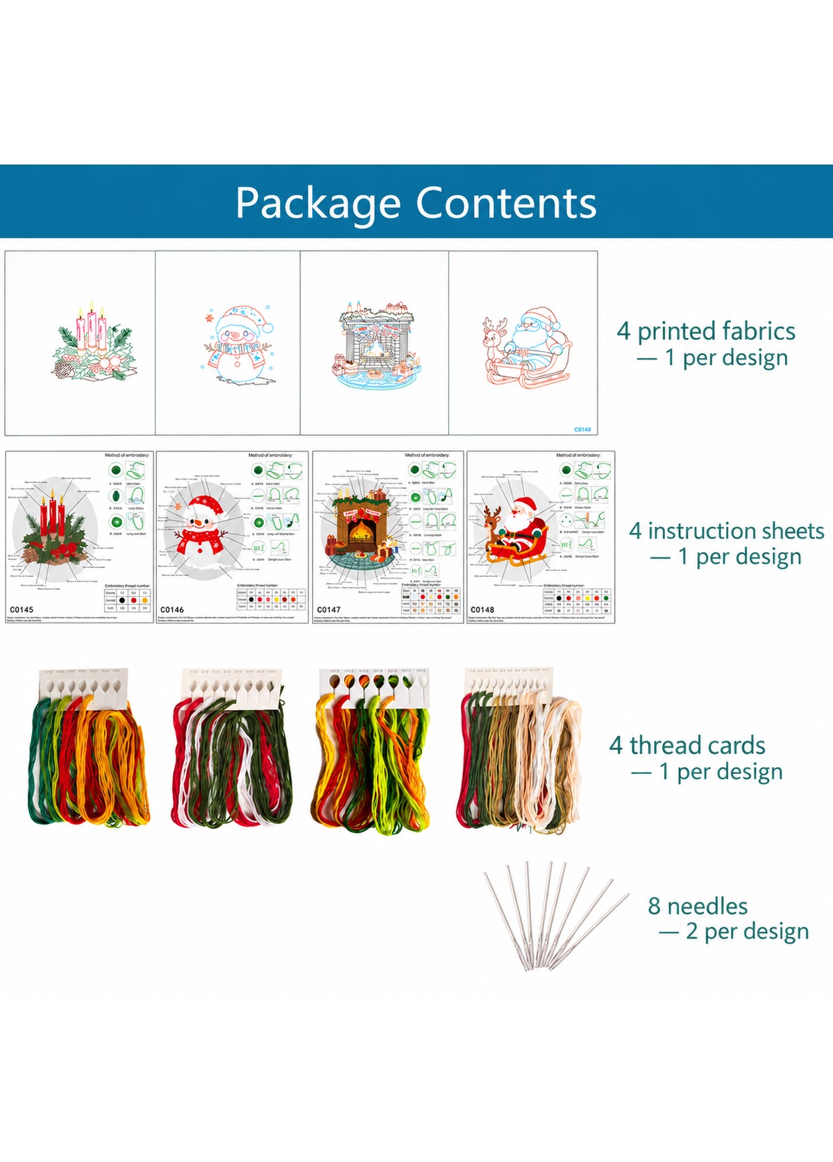 Christmas Multi Color Needles and Instruction Guide Decoration 3