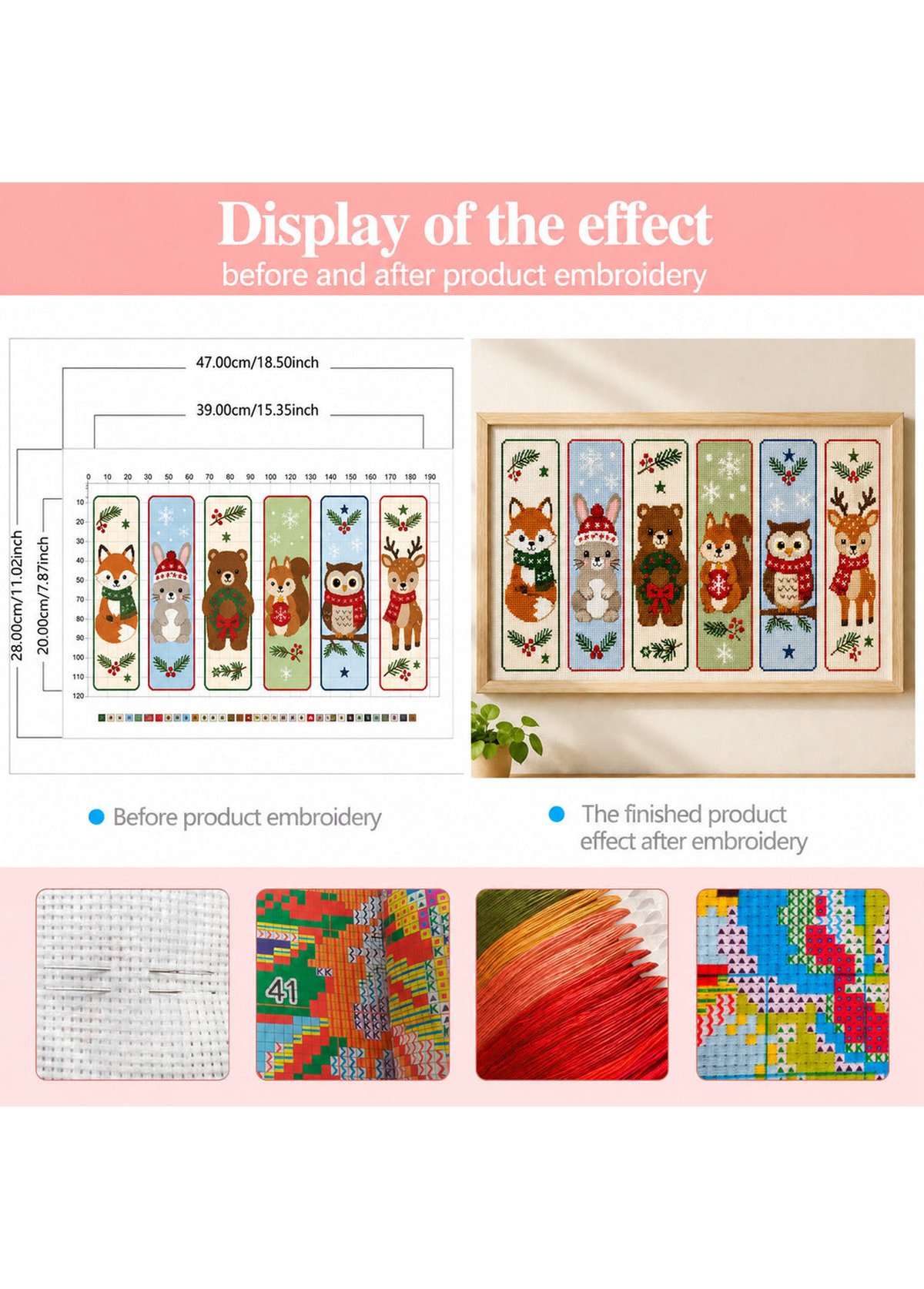 Woodland Pages Woodland Animal Bookmarks Cross Stitch Kit 4