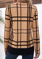 Light Coffee Plaid Layered Fake Two Piece Twinset 2