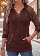 Dark Coffee Kangaroo Pocket Long Sleeve Hoodie