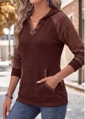 Dark Coffee Kangaroo Pocket Long Sleeve Hoodie 3