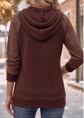 Dark Coffee Kangaroo Pocket Long Sleeve Hoodie 2