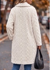 Beige Tummy Coverage Long Sleeve Lapel Coat 2