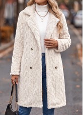 Beige Tummy Coverage Long Sleeve Lapel Coat 6