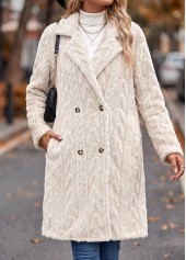 Beige Tummy Coverage Long Sleeve Lapel Coat 3