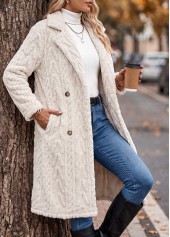 Beige Tummy Coverage Long Sleeve Lapel Coat 5