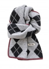 Grey Argyle Geometric Print Scarf for Women