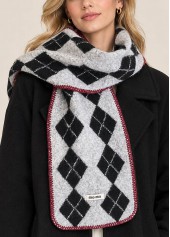 Grey Argyle Geometric Print Scarf for Women 2