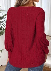 Deep Red Lace Up Long Sleeve T Shirt 2