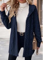 Navy Tummy Coverage Long Sleeve Hooded Coat