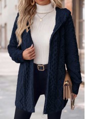 Navy Tummy Coverage Long Sleeve Hooded Coat | thumb picture 