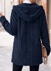 Navy Tummy Coverage Long Sleeve Hooded Coat | thumb picture 