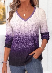 Purple Ombre Tummy Coverage Long Sleeve T Shirt 3